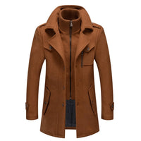 Lukas | Herren Zweiteiliger Wollmantel Slim-Fit Wintermantel mit Strickkragen in Braun