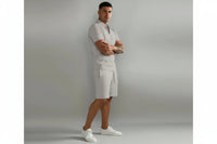 Herren Zweiteiliges Set Poloshirt mit Reißverschluss und kurze Hose in Grau