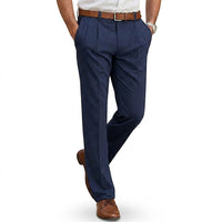 Herrenhose mit Bundfalten und geradem Bein in Dunkelblau