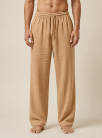 Herrenhose mit Kordelzug und geradem Bein in Khaki