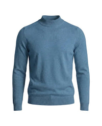 Herrenpullover mit langen Ärmeln, Stehkragen und gerader Form in Blau