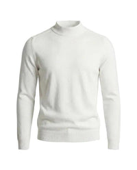 Herrenpullover mit langen Ärmeln, Stehkragen und gerader Form in Weiß