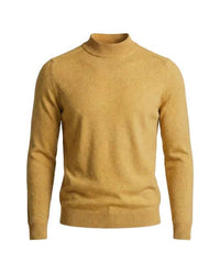 Herrenpullover mit langen Ärmeln, Stehkragen und gerader Form in Gelb