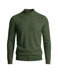 Herrenpullover mit langen Ärmeln, Stehkragen und gerader Form in Grün