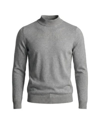 Herrenpullover mit langen Ärmeln, Stehkragen und gerader Form in Grau