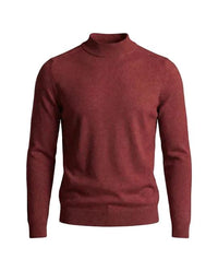 Herrenpullover mit langen Ärmeln, Stehkragen und gerader Form in Burgund