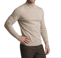 Herrenpullover mit langen Ärmeln, Stehkragen und gerader Form in Khaki