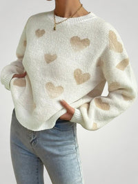 Theresia | Herzmuster Pullover für Elegante Anlässe in Weiß