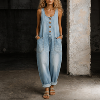 Moxelle | Denim Overall Jumpsuit in Himmelblau