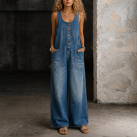 Moxelle | Denim Overall Jumpsuit in Blau