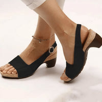 Ilvana | Damen Slingback Sandalette mit Blockabsatz in Schwarz