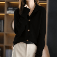 Hanna | Stilvolles Damen Strick-Gilet modern in Schwarz