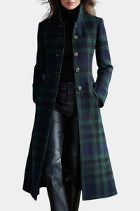 Marlene | Zeitloser karierter Mantel für Damen in Grün