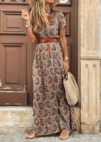 Elina | Boho Maxikleid mit elegantem Look in Braun