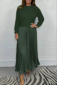 Michelle | Maxikleid mit Jersey und Faltenrock in Grün