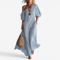 Inoni | Damen Off-Shoulder Gestreiftes Maxikleid in Blau
