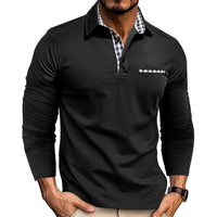 Elegantes Herrenpolo mit langen Ärmeln, moderner Stil für Business und Freizeit in Schwarz