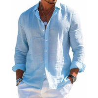 Herren Lässiges Langarmhemd mit Knöpfen und Relaxed Fit in Blau