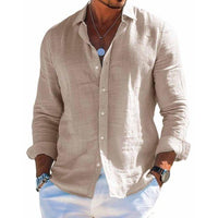 Herren Lässiges Langarmhemd mit Knöpfen und Relaxed Fit in Khaki