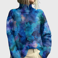 Jacqueline | Rollkragenpullover mit Waldprint in Blau