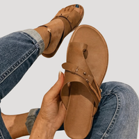 Johanna | Damen Zehensandalen Flach Sommer in Braun