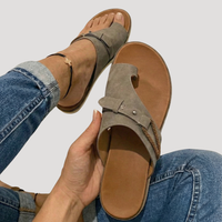 Johanna | Damen Zehensandalen Flach Sommer in Grau