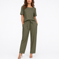 Josefina | Damen Zweiteiler Set mit Kurzarm Top in Grün