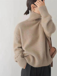 Josephine | Damen Wollmix Strick Rollkragenpullover in Khaki