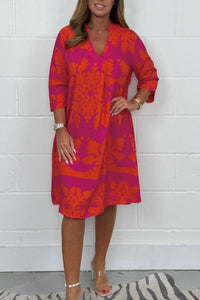 Colette | V-Ausschnitt Kleid in Rot