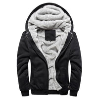 Men's Casual Fleece Hooded Jacket in Schwarz