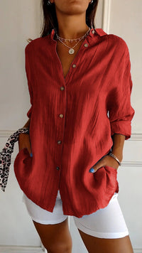 Elegante leichte Bluse für Frauen | Lange Ärmel in Rot