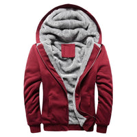 Men's Casual Fleece Hooded Jacket in Rot