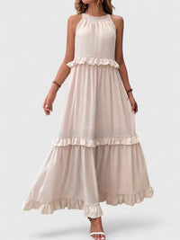 Julia | Damen Elegantes Drapiertes Maxikleid in Beige