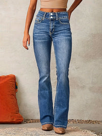 Katrin | Damen High Waist Bootcut Jeans Figurschmeichelnd in Hellblau