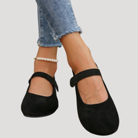 Klara | Damen Mary Jane Ballerinas Riemchen Flach in Schwarz