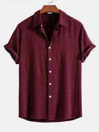 Kurzarm-Button-Down-Hemd für Herren in Weinrot