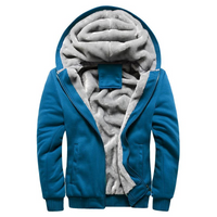Men's Casual Fleece Hooded Jacket in Blau