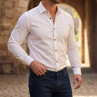 Langarm-Button-Down-Hemd für Herren in Arktisches Weiß
