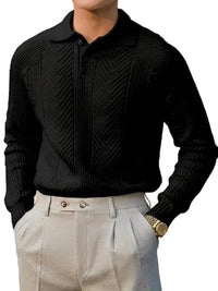 Langärmeliger Strickpullover mit Struktur für Herren in Schwarz