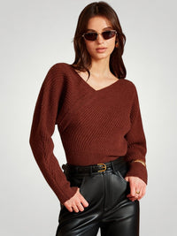 Freya | Langer Pullover mit Eleganter Asymmetrie in Braun