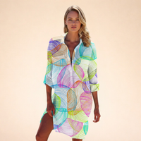 Lena | Lockeres Hemdkleid mit Knopfleiste in Regenbogen Muschel