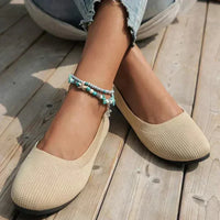 Lieselotte | Damen Slip-on Flache Ballerinas in Creme