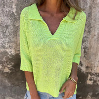Isabella | Damenpullover V-Ausschnitt schlicht und elegant in Grün