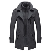 Lukas | Herren Slim-Fit Wollmantel mit Strickkragen in Grau