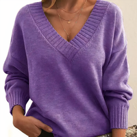 Sabine | Damen Kaschmir V-Ausschnitt Pullover in Lila