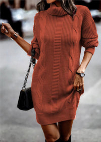 Elin | Grob gestricktes Damen Kleid lässig & elegant in Orange