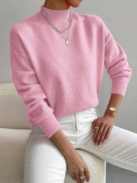 Hedwig | Midi Strickkleid V-Ausschnitt Slim Fit in Hellrosa
