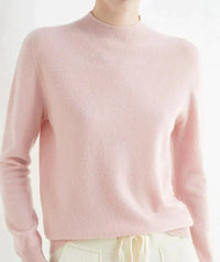 Marlene | Damen Weicher Stehkragen Kashmirpullover in Rosa