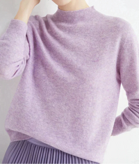 Marlene | Damen Weicher Stehkragen Kashmirpullover in Helllila