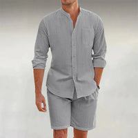 Matteo™ - Entspanntes Sommer-Leinenset in Grau
